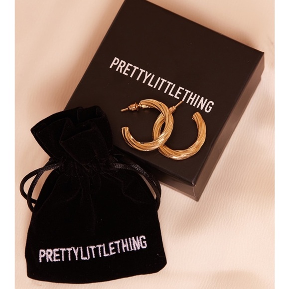 3/$35 NWT PrettyLittleThing-Gold Plated Twisted Hoop Earrings - Picture 1 of 2